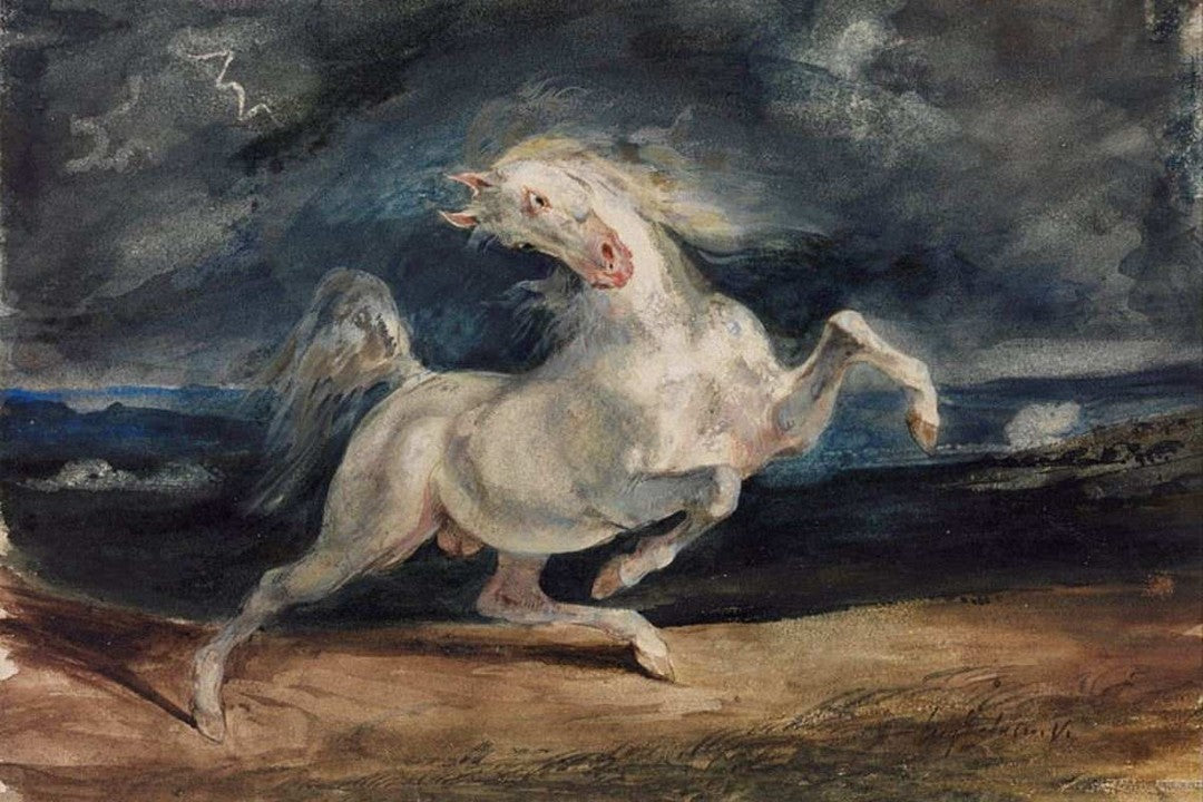 Horse Frightened by Thunderstorm, by Eugène Delacroix, 1829.