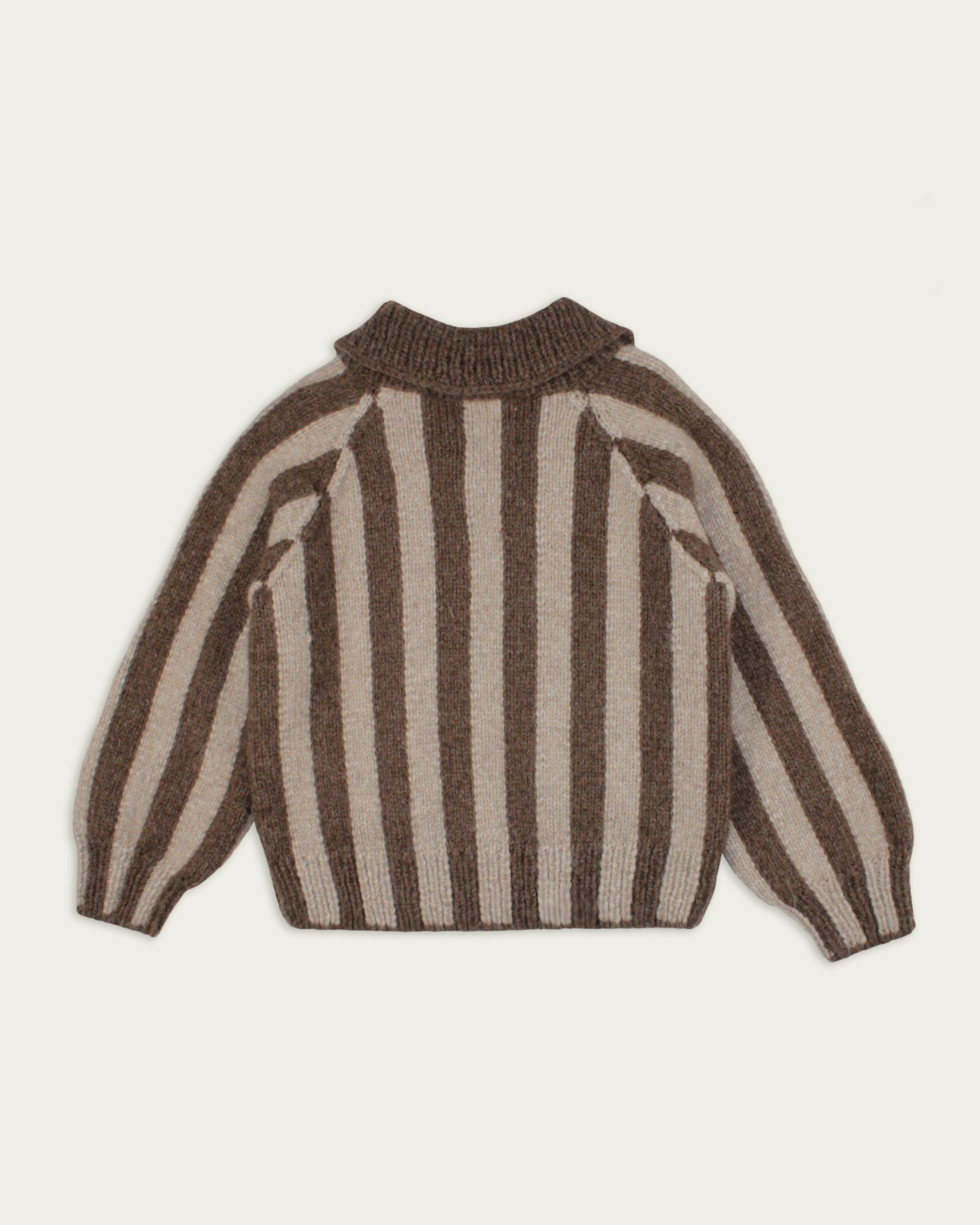 Jockey Stripe Hand Knit Zip Cardigan Sweater