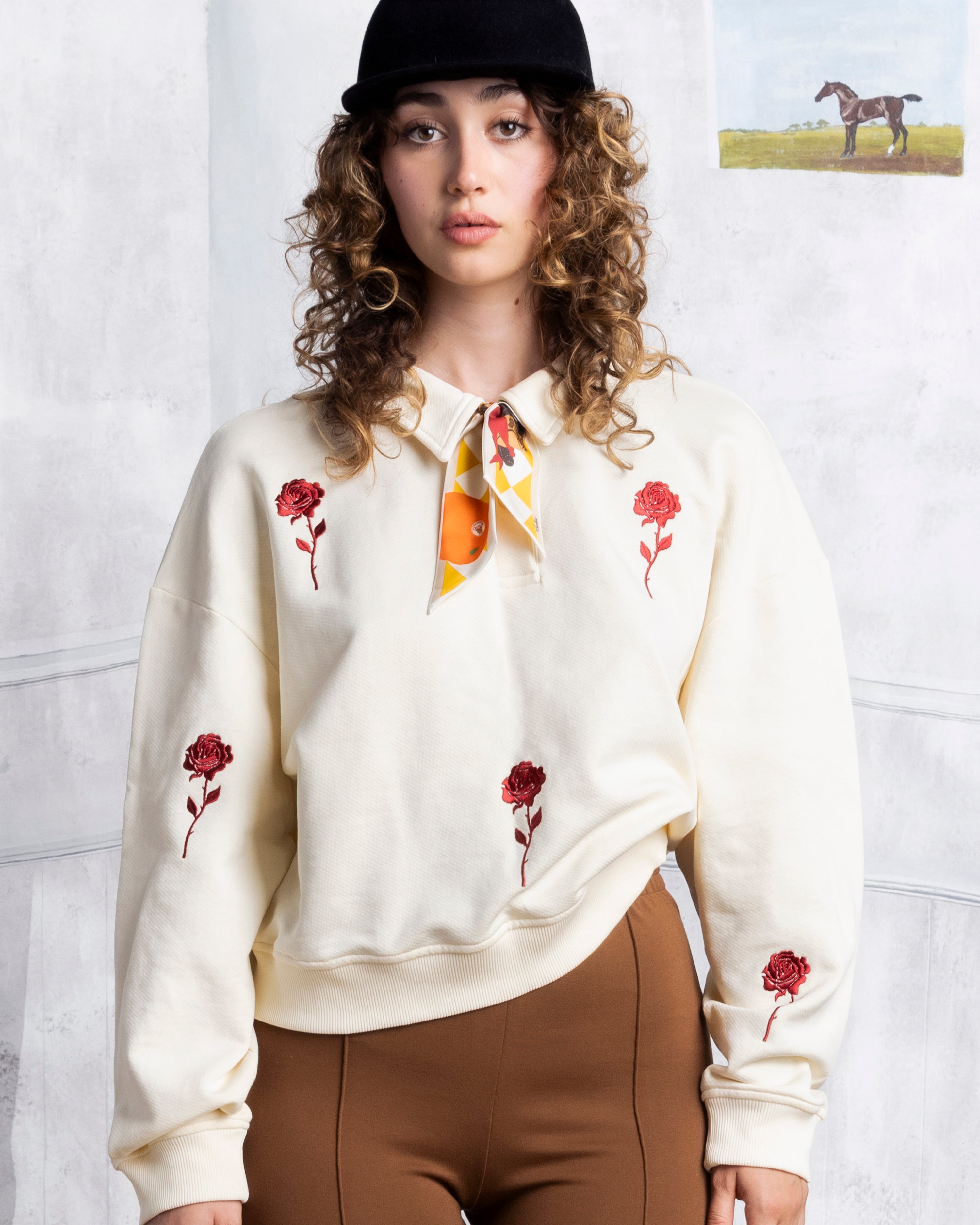 Floating Roses Polo Sweatshirt