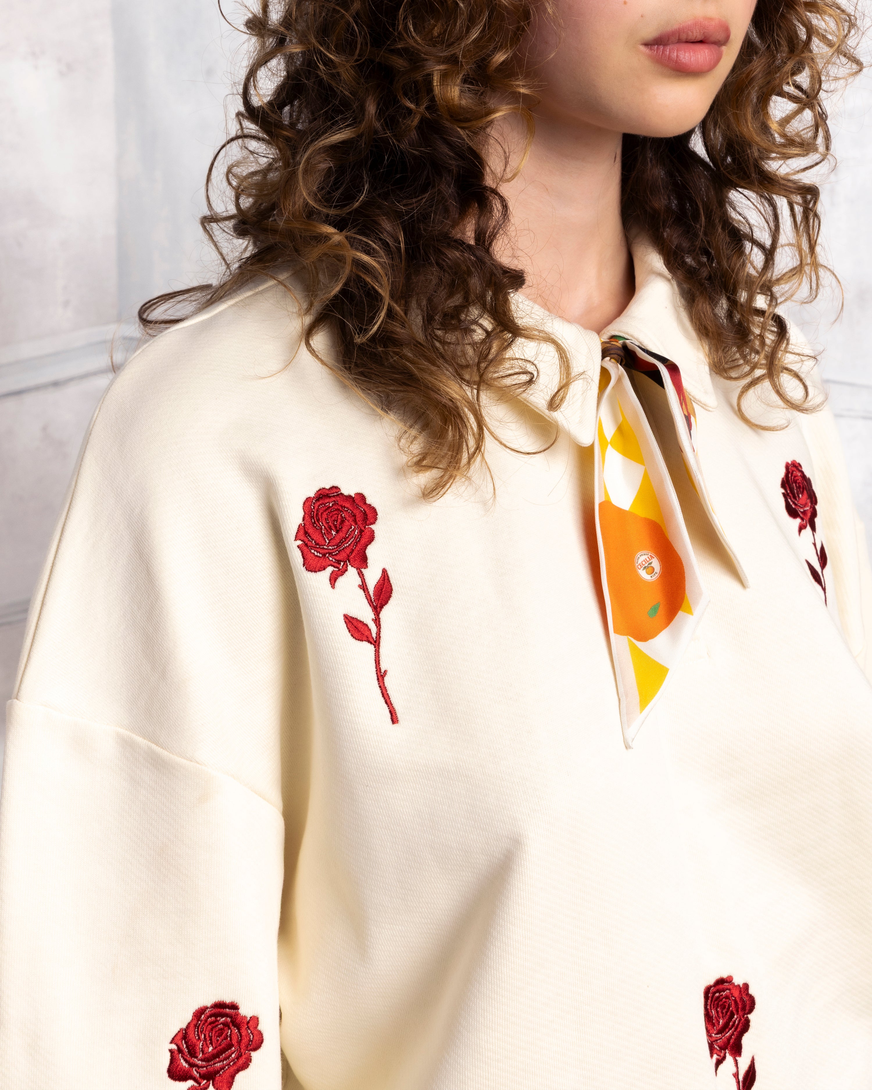 Floating Roses Polo Sweatshirt