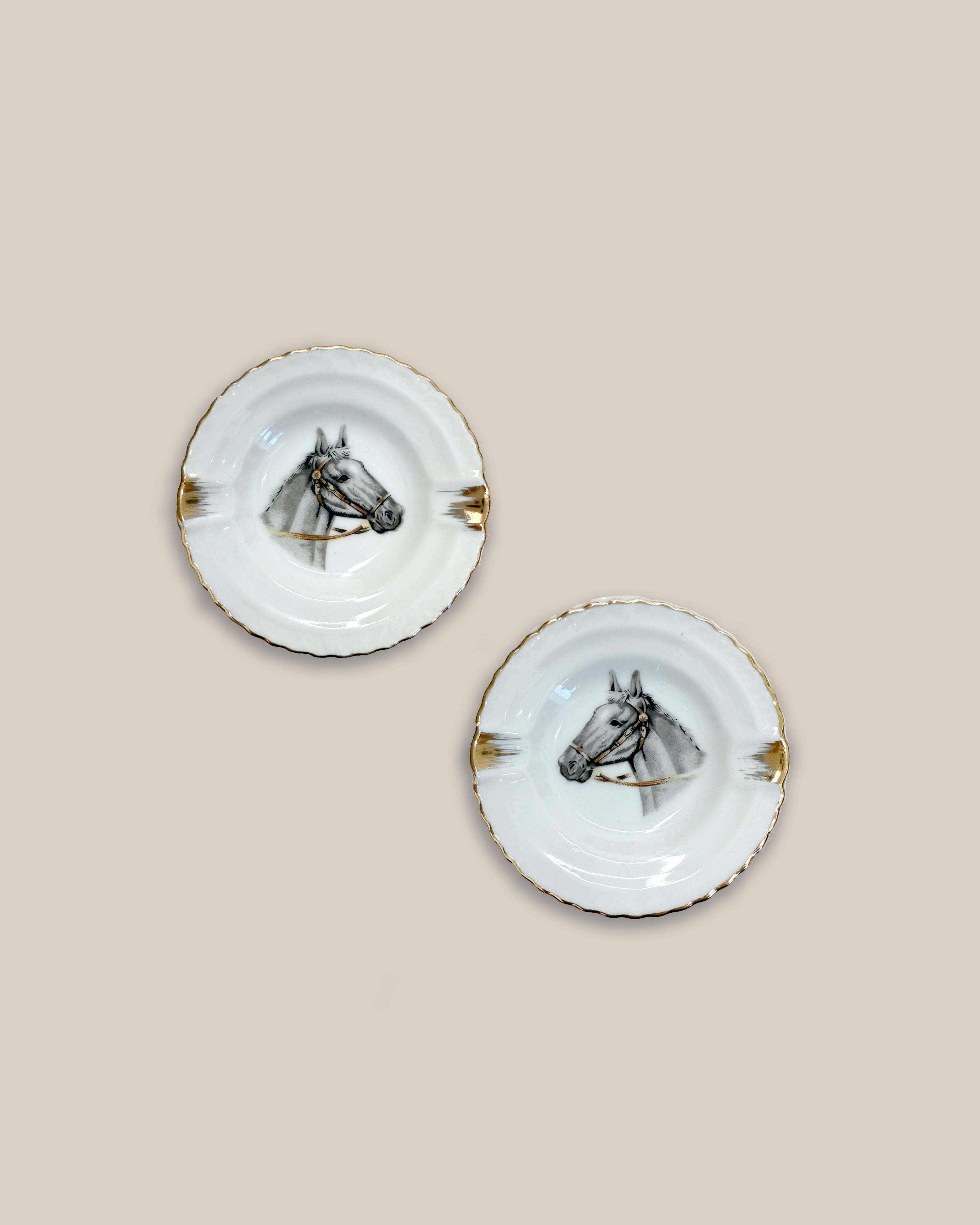 Double Grey Horse Head Trinket Dishes, 1950s (Japan)