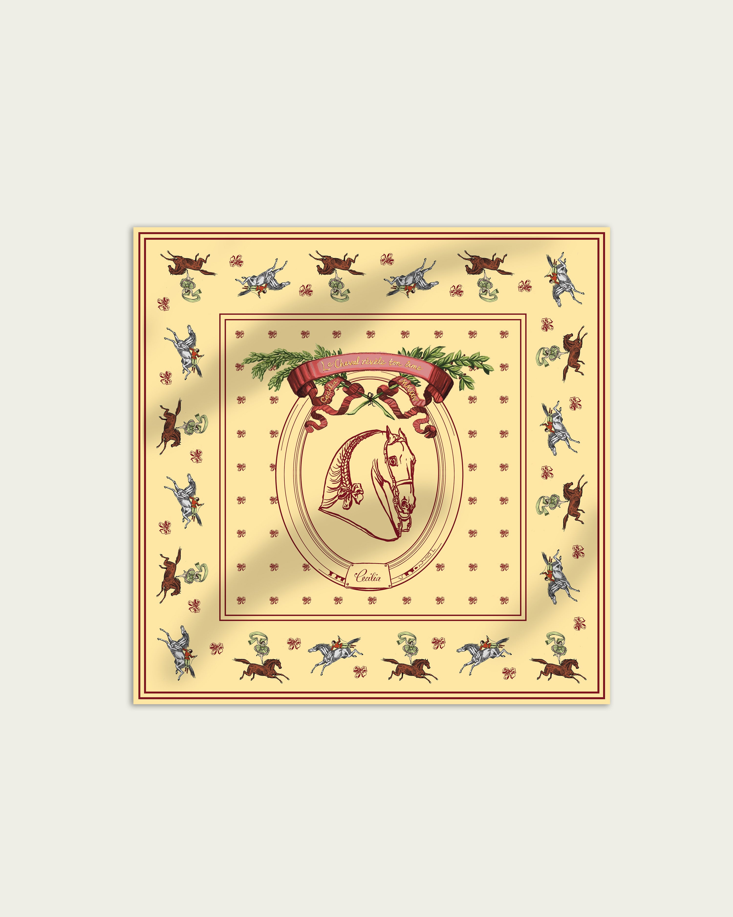 Petit Carousel 55 Silk Twill Scarf in Soft Butter