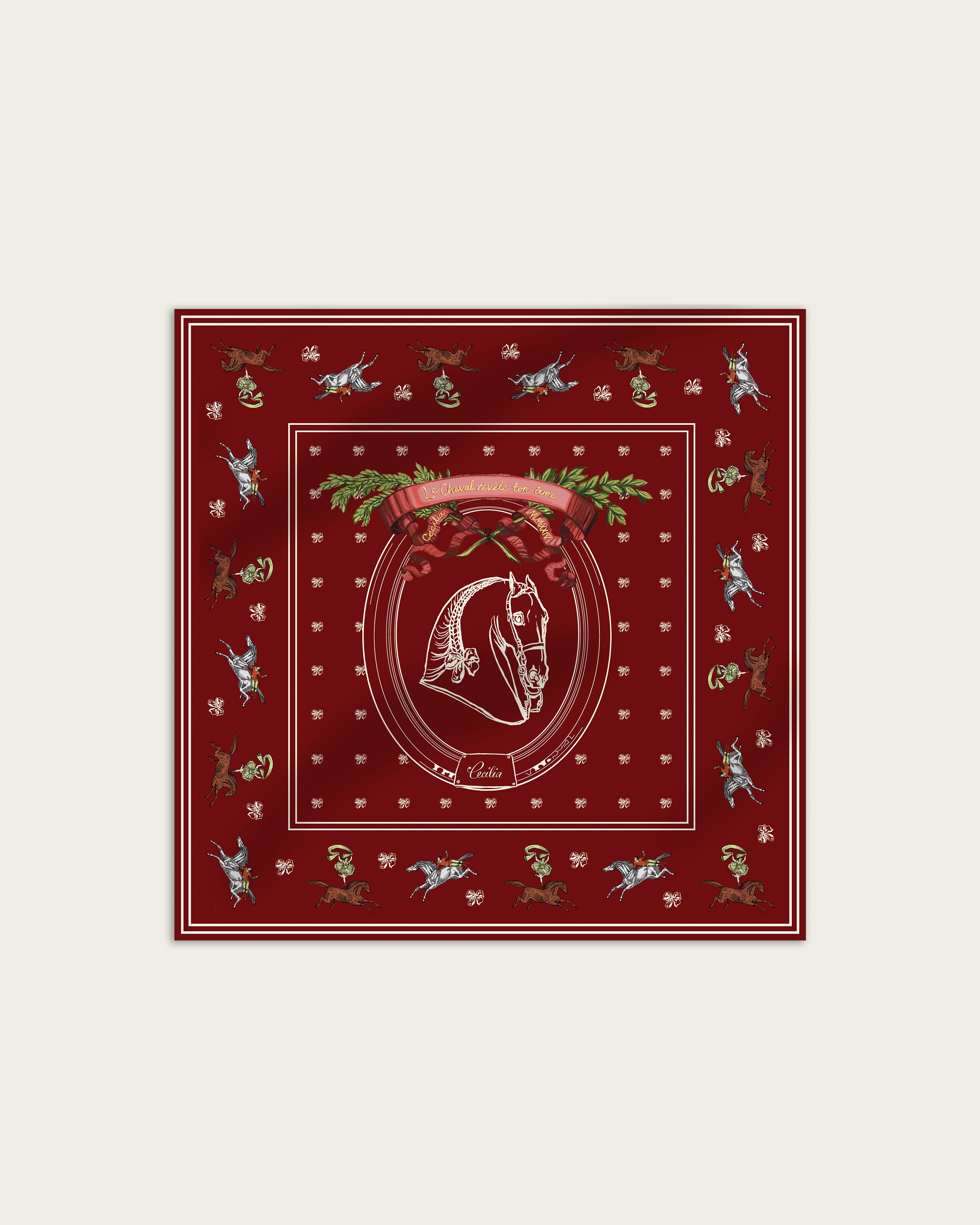 Petit Carousel 55 Silk Twill Scarf in Claret