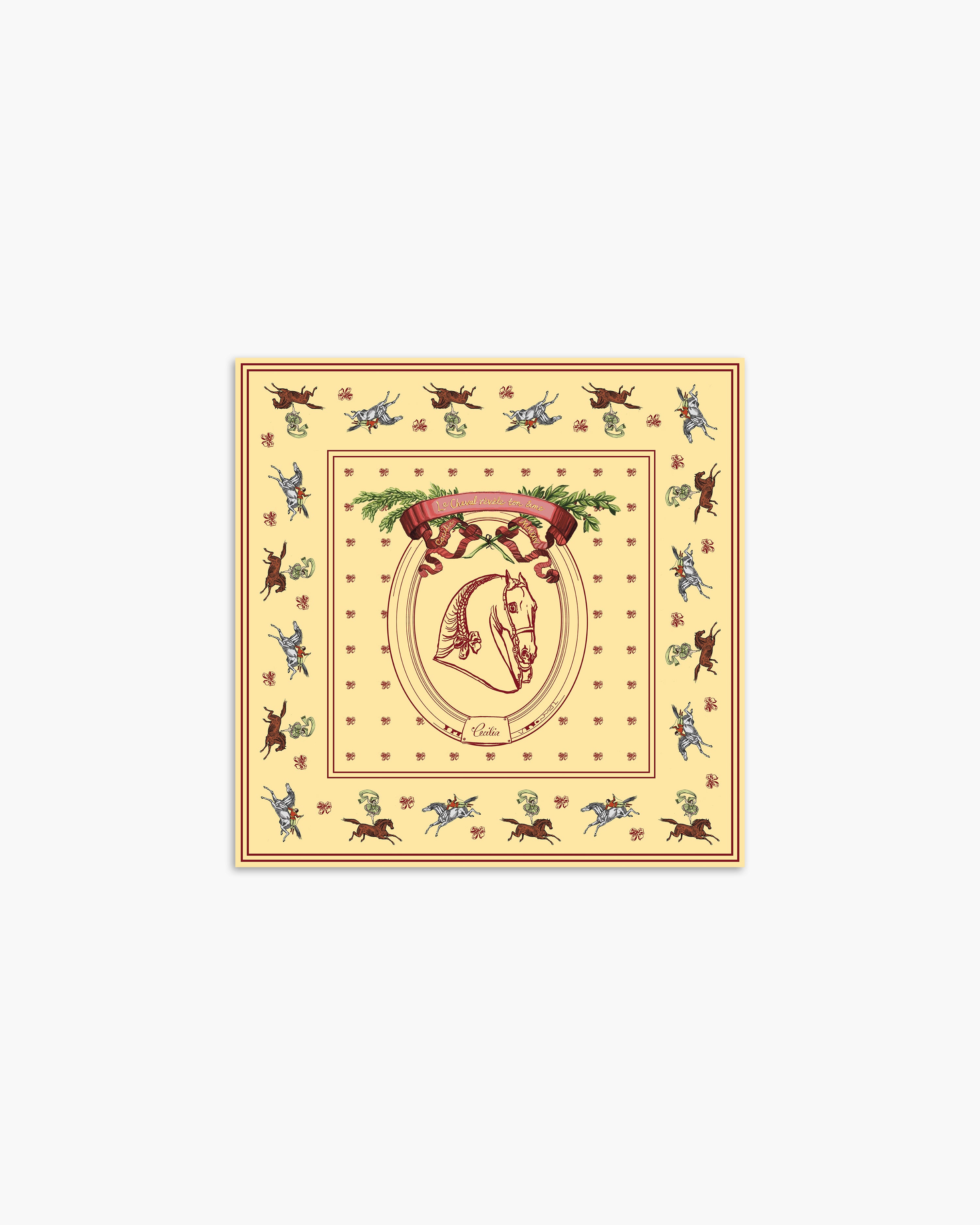 Petit Carousel 55 Silk Twill Bandana in Soft Butter