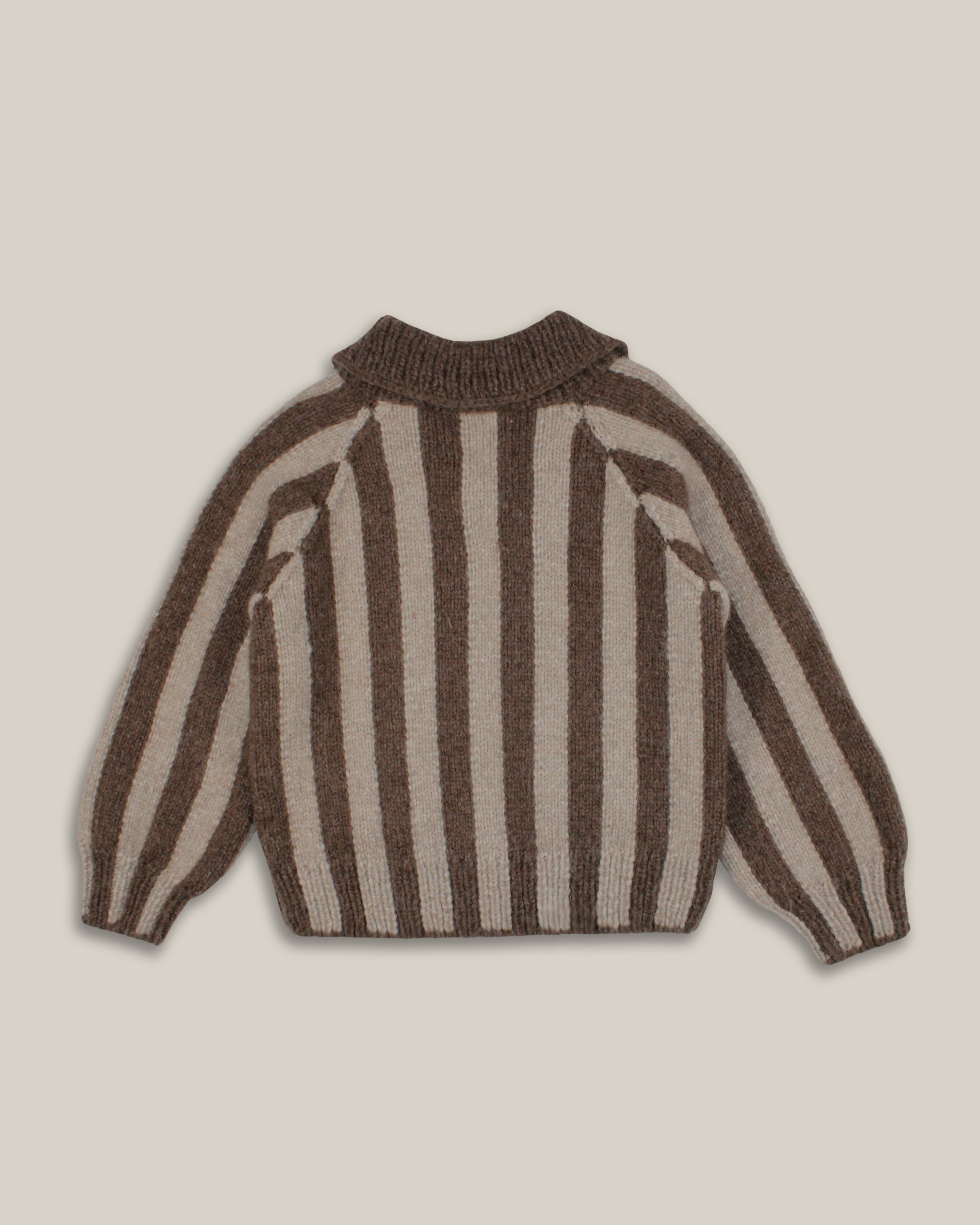 Jockey Stripe Hand Knit Zip Cardigan Sweater