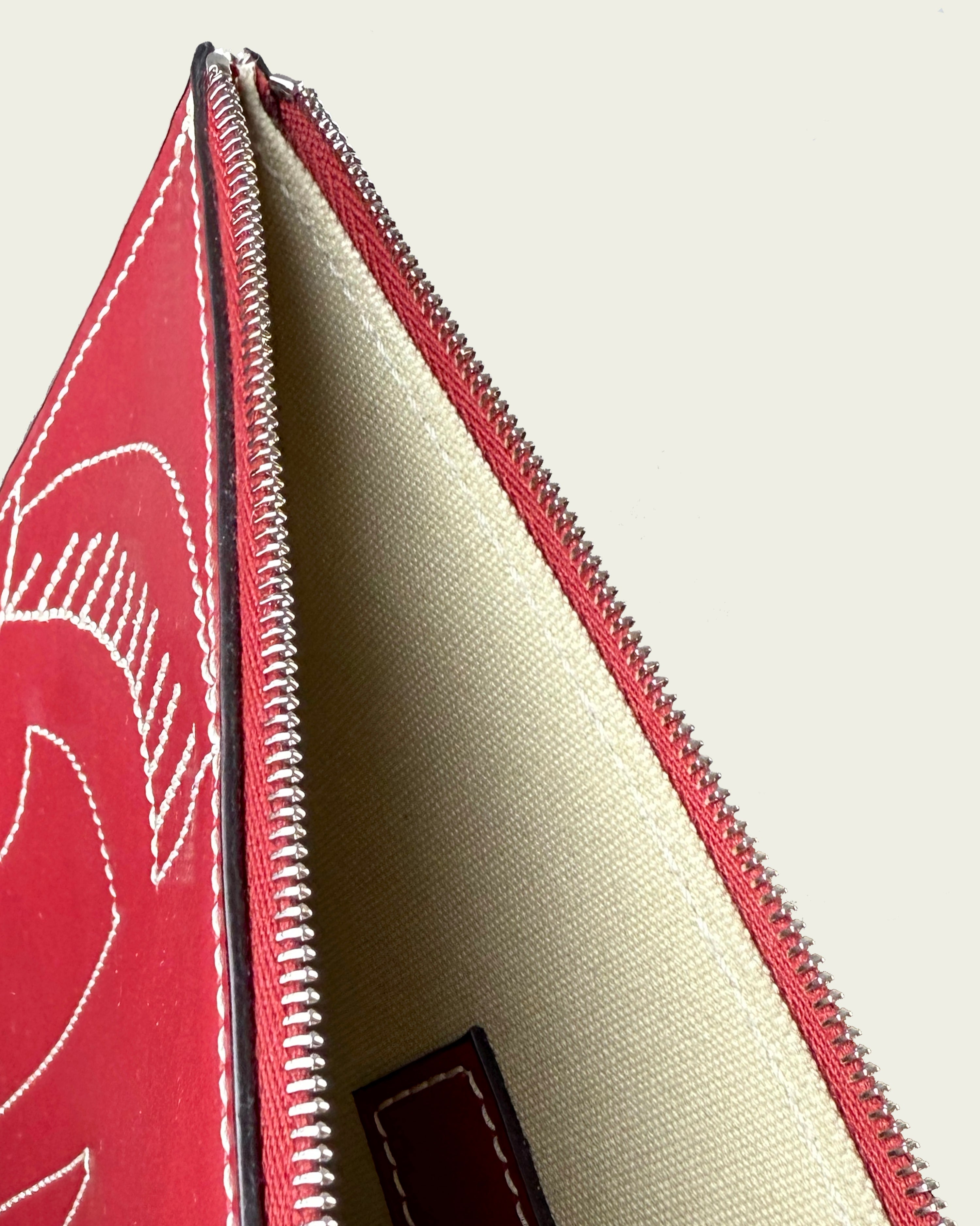 Pénélope Italian Leather Pouch - Cranberry