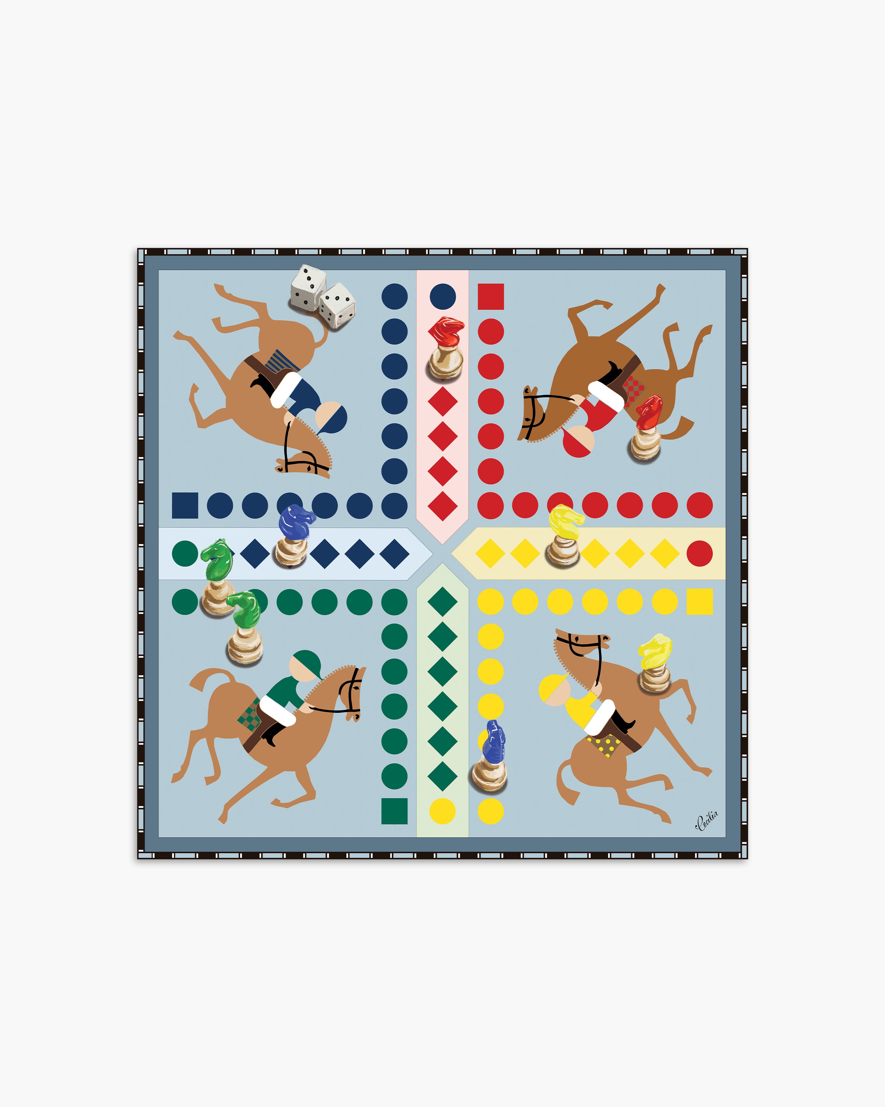 Jeu Des Petits Chevaux 65 Silk Twill Scarf