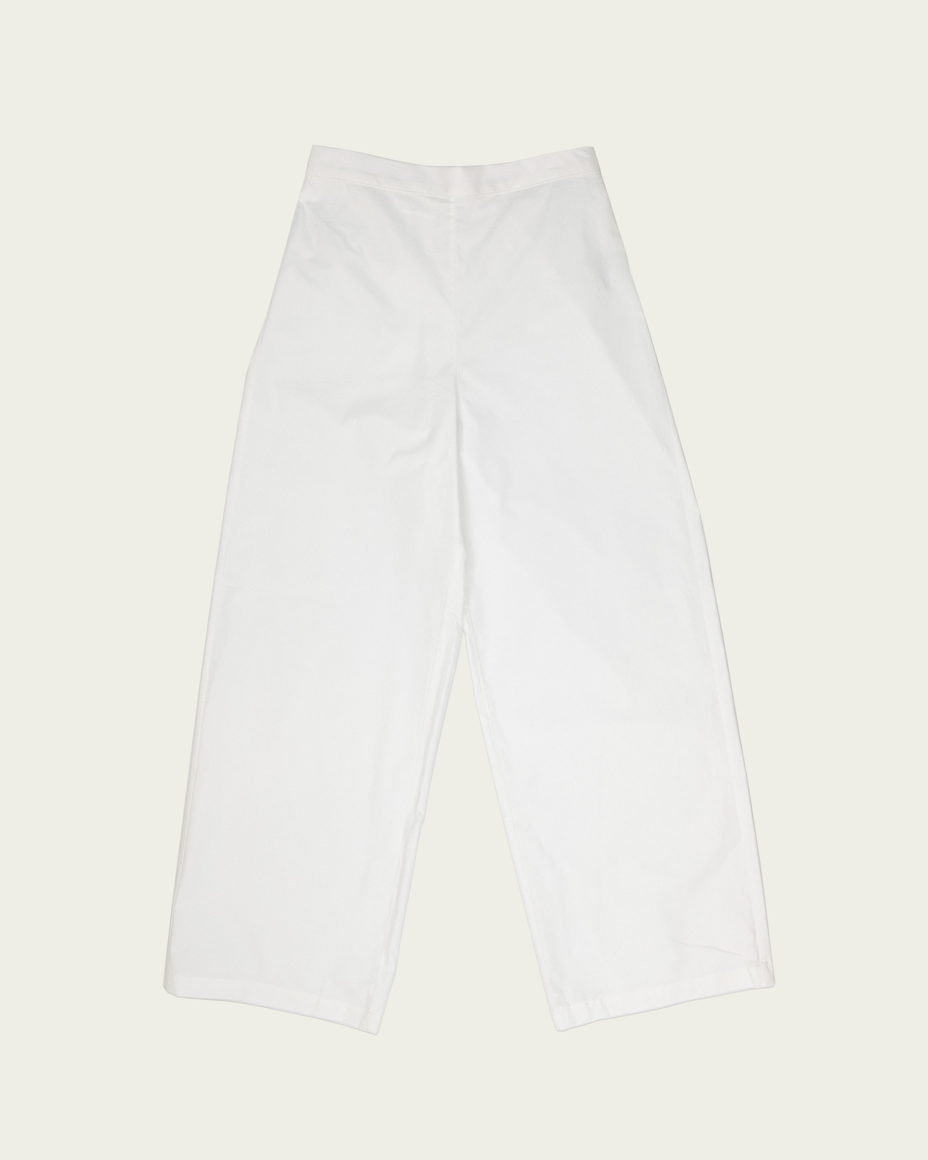 Poplin Cotton Wide Leg Pants in Soft White