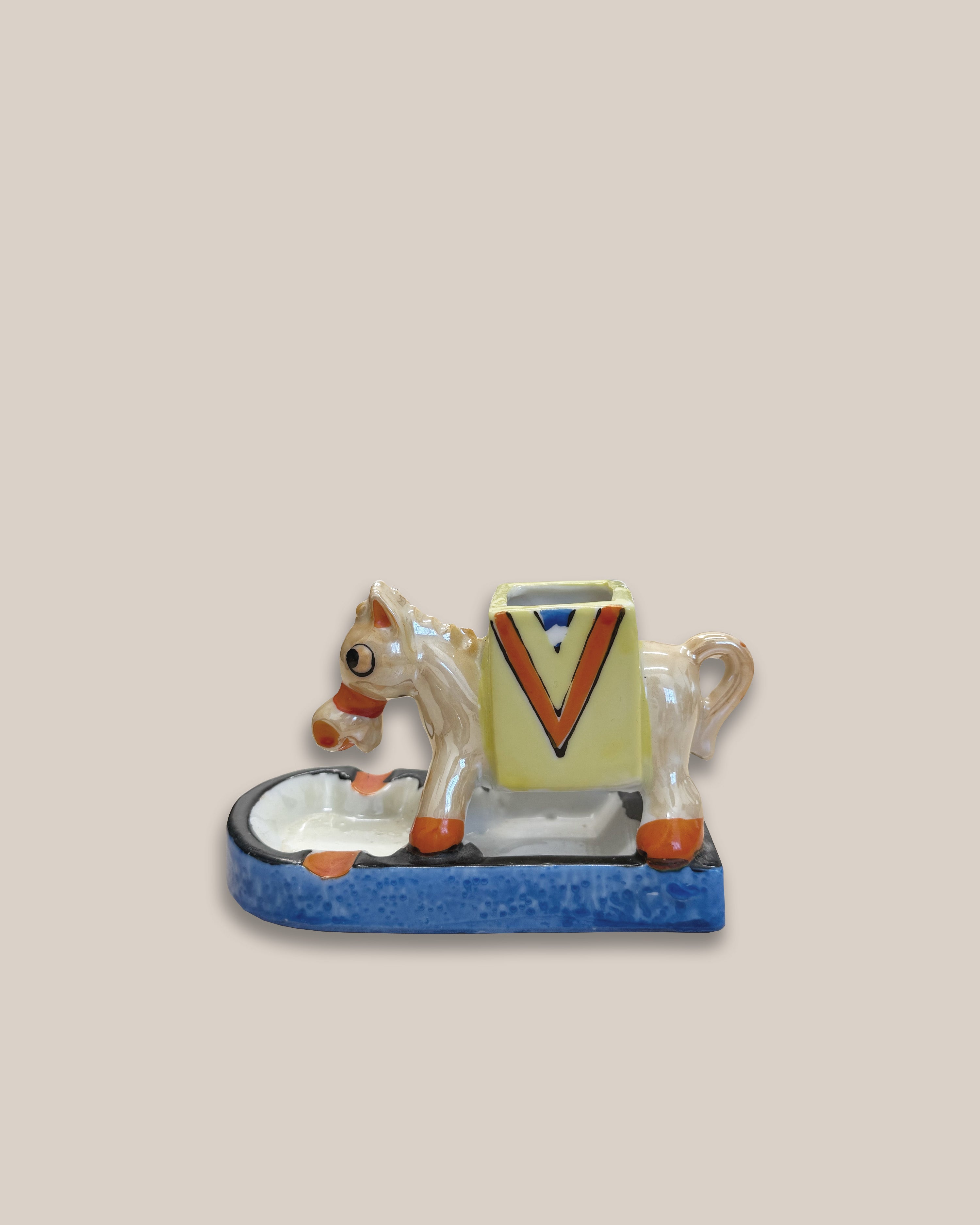 Glazed Porcelain Burro Matchstick Holder, 1950s (Japan)