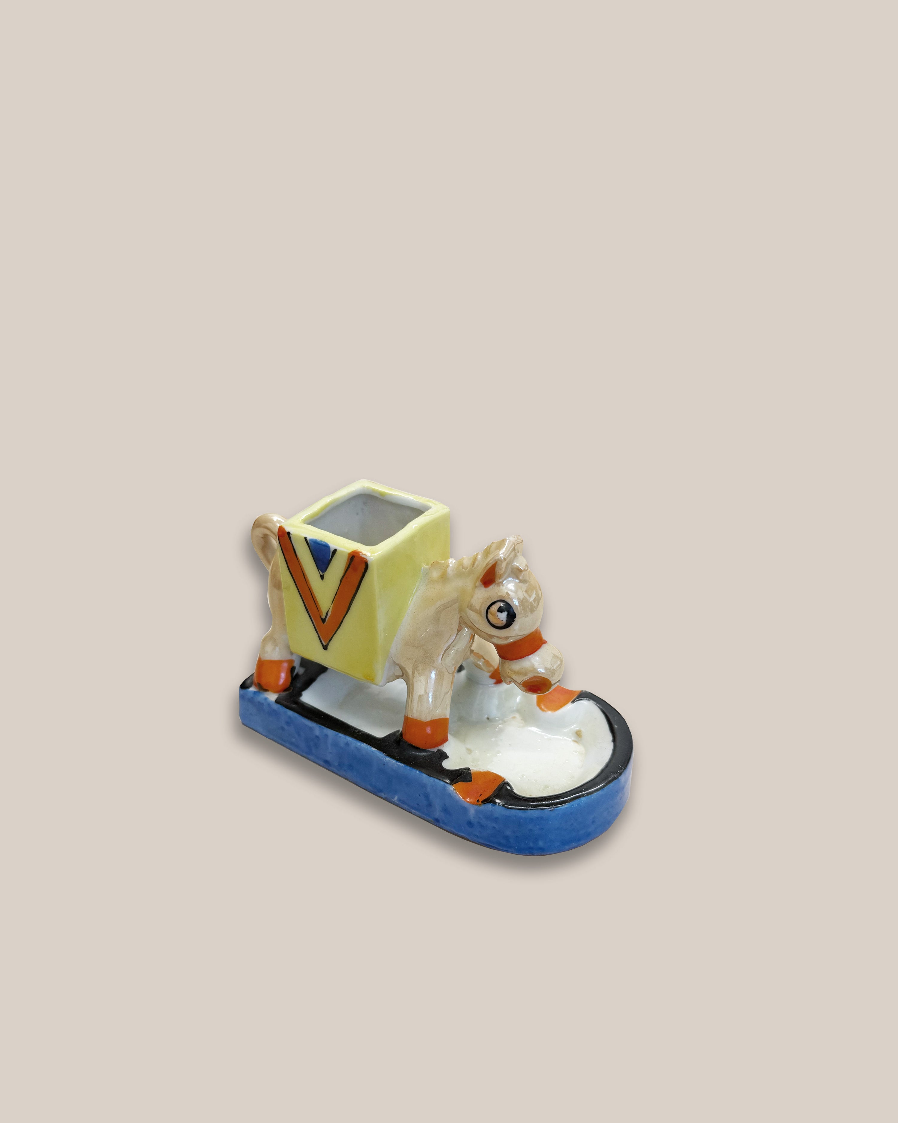 Glazed Porcelain Burro Matchstick Holder, 1950s (Japan)