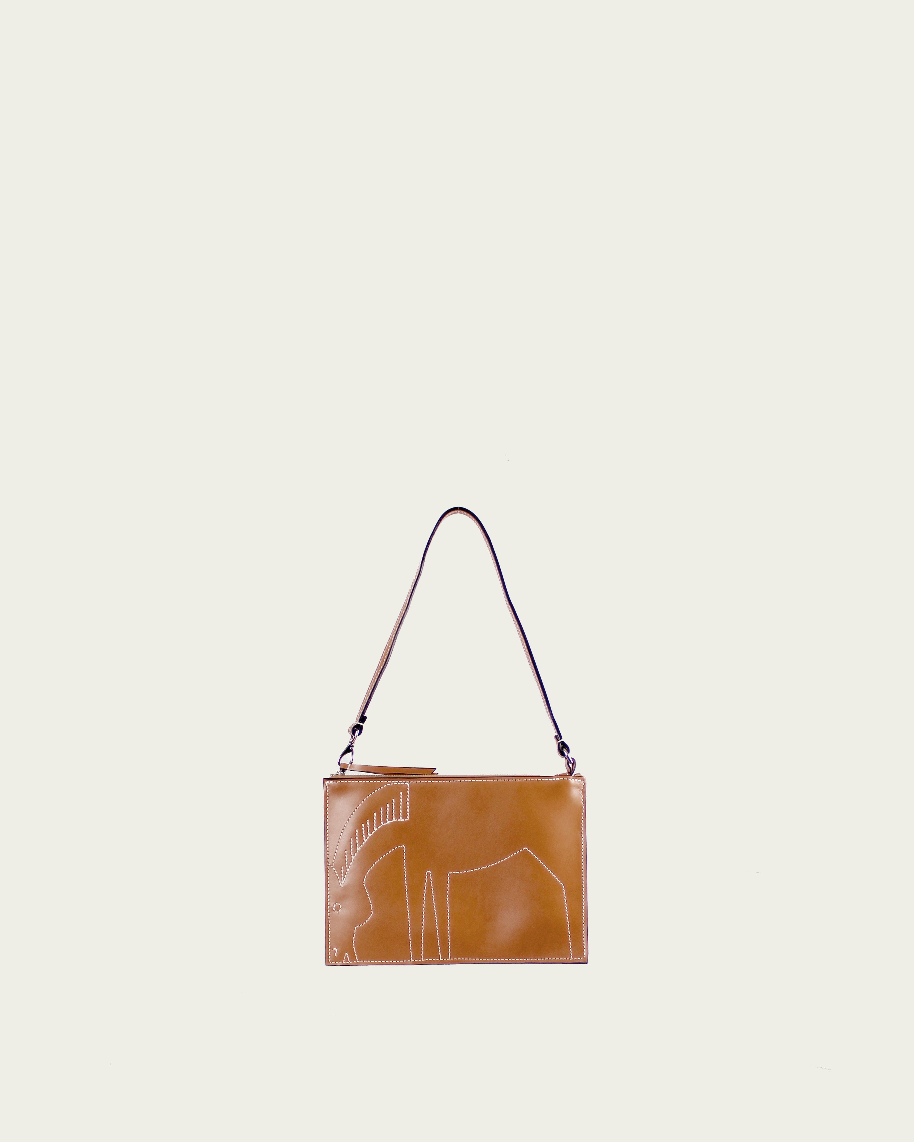 Pénélope Italian Leather Pouch - Saddle