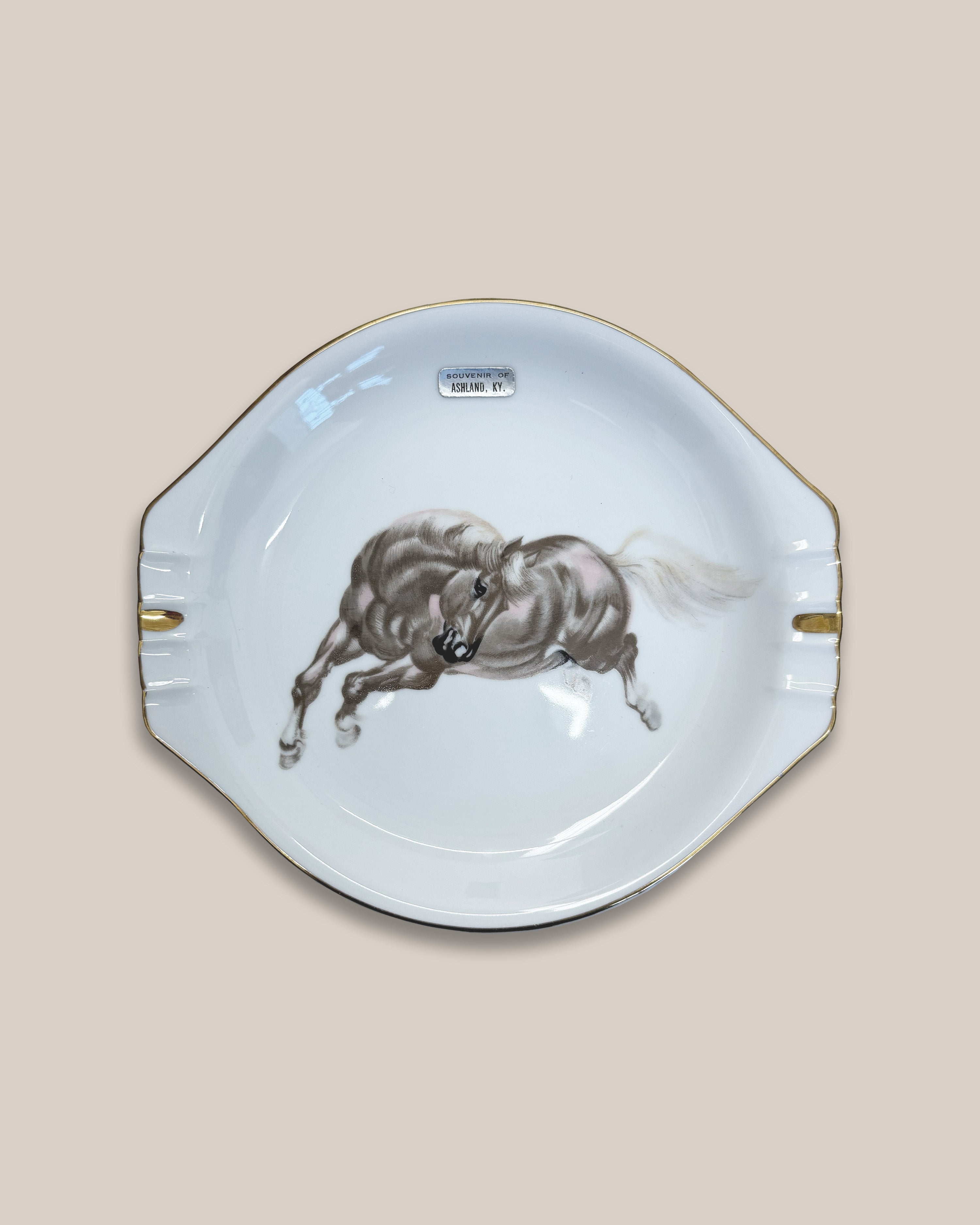 Prancing Horse Trinket Tray or Ashtray, Norleans Porcelain 1950s (Japan)