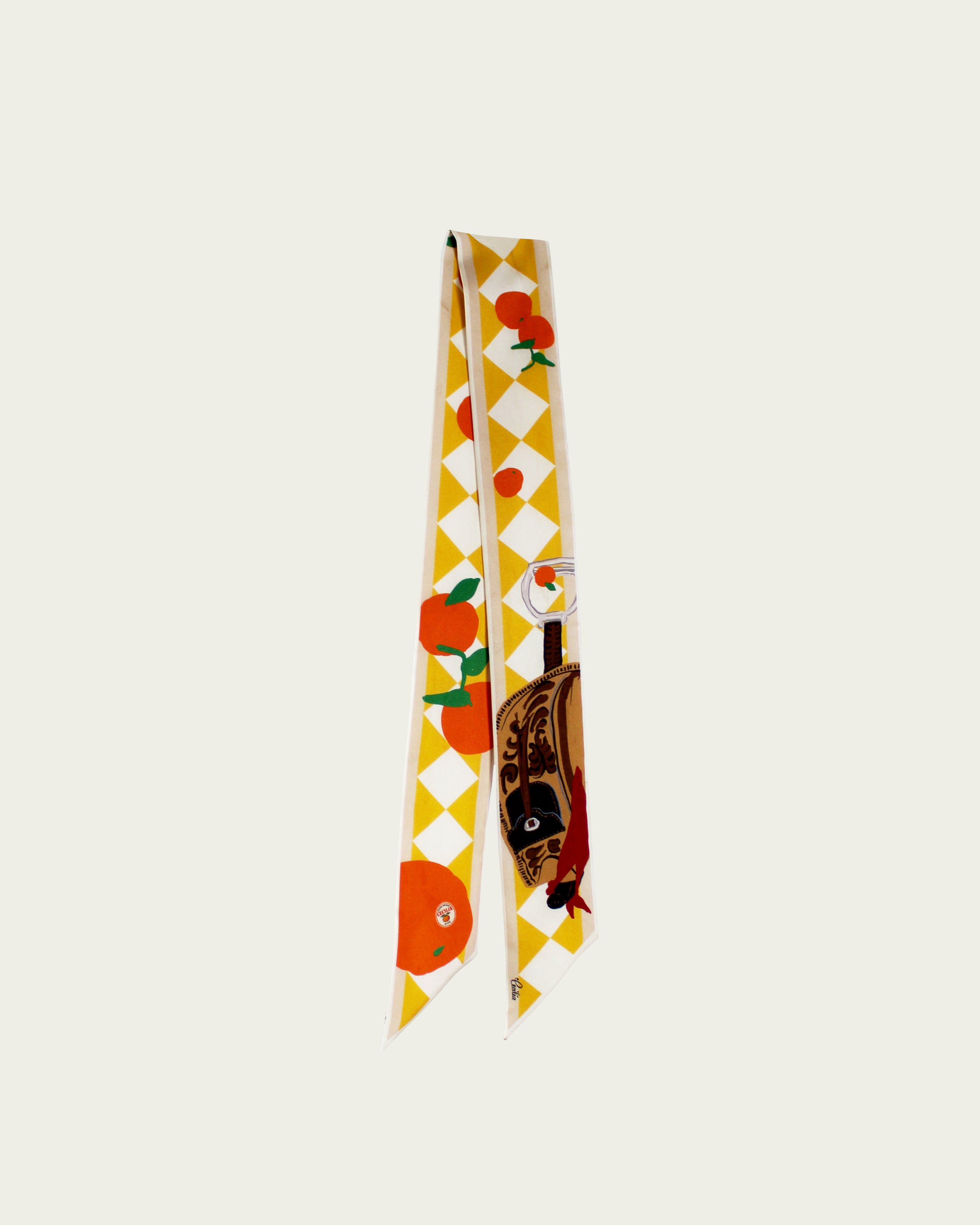 Silk Twill Ribbon - Citrus Harlequin 90