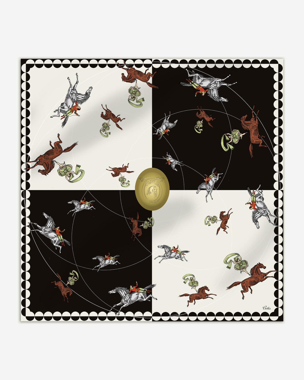 Circus 90 Silk Twill Scarf in Ivory Black
